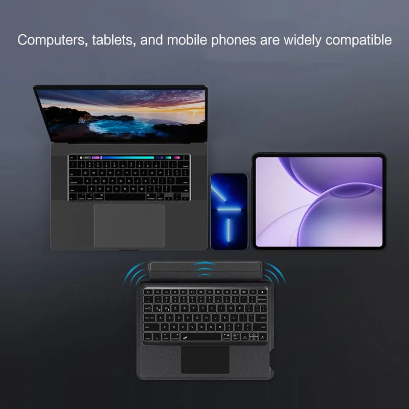 Voor Oppo Pad 6 Leren Hoes + Bluetooth-compatibele Toetsenbord met Achtergrondverlichting Trackpad