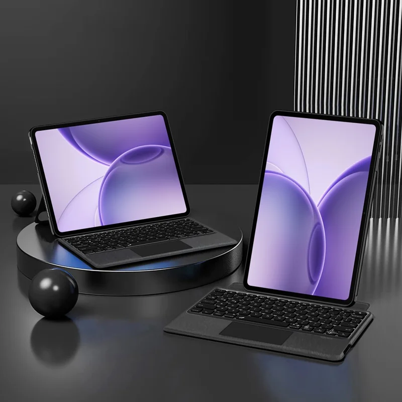 Voor Oppo Pad 6 Leren Hoes + Bluetooth-compatibele Toetsenbord met Achtergrondverlichting Trackpad