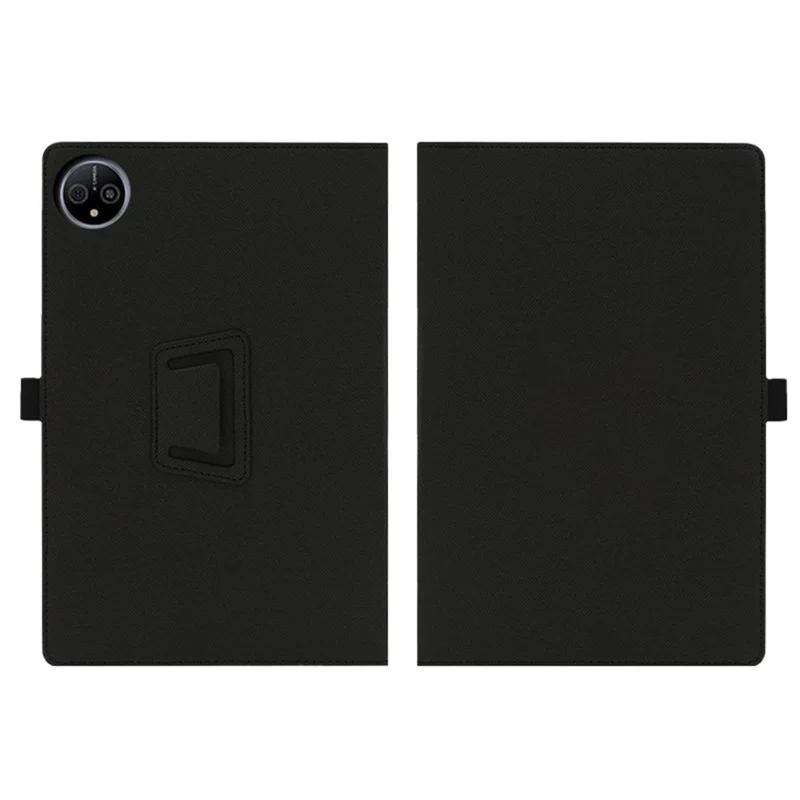For Ulefone Tab A11 Case Stand PU Leather Tablet Cover Built-in Hand Strap - Black