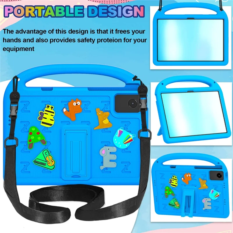 Coque de protection pour tablette Lenovo Idea Tab Plus en EVA + PC avec sangle d'épaule - Bleu
