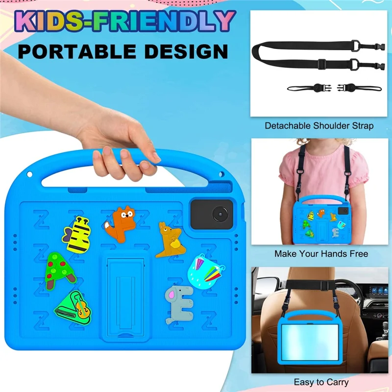 Coque de protection pour tablette Lenovo Idea Tab Plus en EVA + PC avec sangle d'épaule - Bleu
