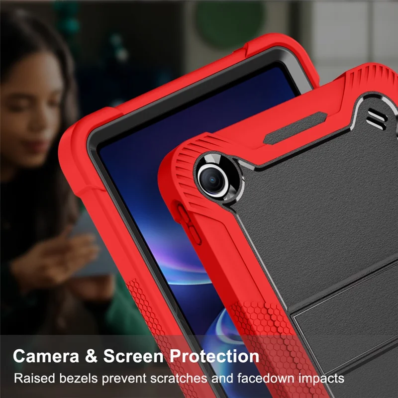 For Xiaomi Redmi Pad 2 SE / Pad 2 9.7 Case Kickstand Silicone + PC Impact Protective Tablet Cover - Red