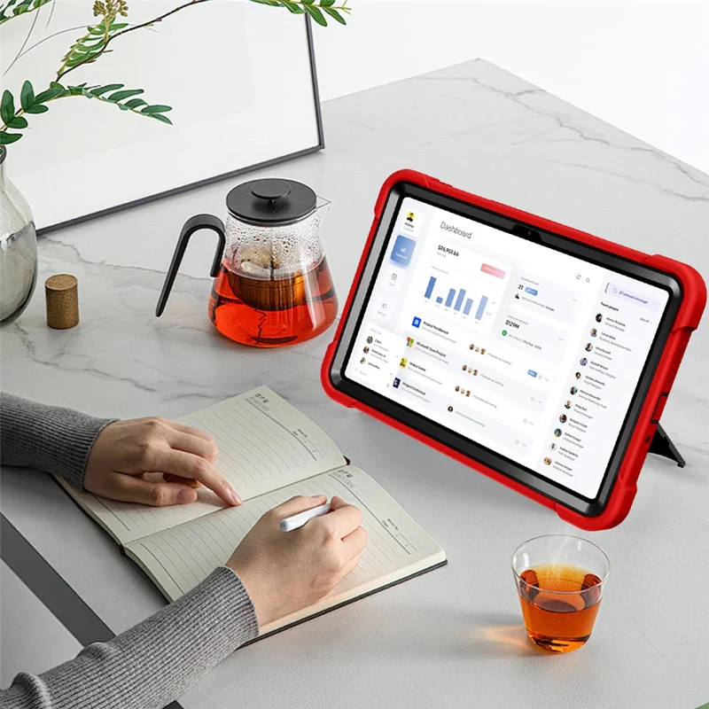 For Xiaomi Redmi Pad 2 SE / Pad 2 9.7 Case Kickstand Silicone + PC Impact Protective Tablet Cover - Red