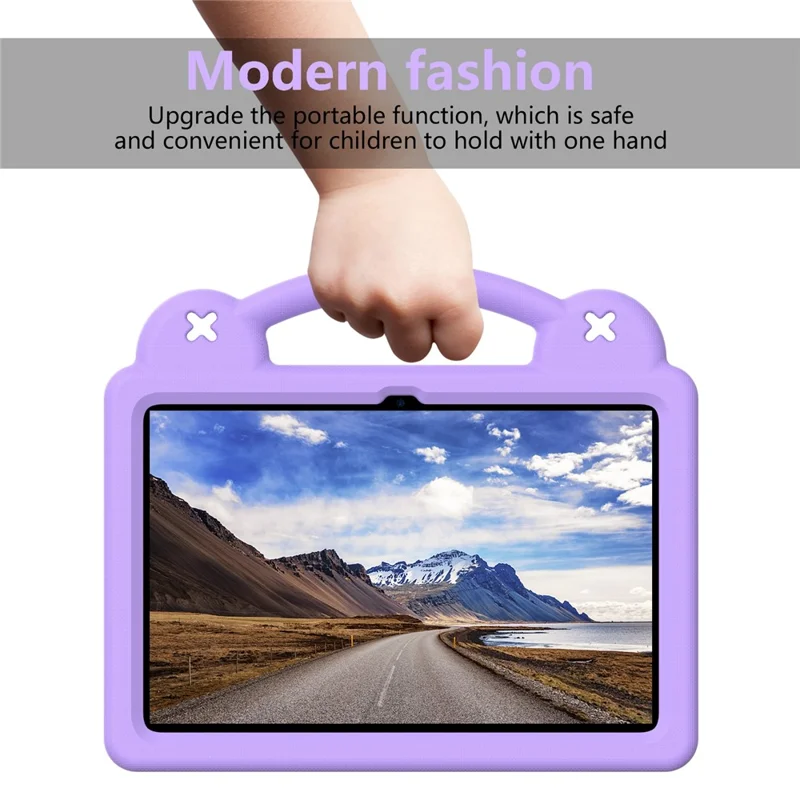 For Xiaomi Redmi Pad 2 SE  /  Pad 2 9.7 Case Kids Cartoon Patterns Hand Grip Kickstand Tablet EVA Cover - Purple