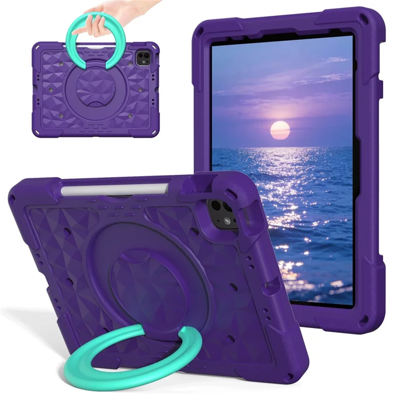 Custodia Tablet con Supporto per iPad Air 11 (2026) / (2025) / (2024) / iPad Pro 11 (2025) / (2024) / (2022) / (2021) / (2020) / (2018) / iPad Air (2022) / (2020) / iPad (2025) / iPad 10,9 (2022) Cover PC + EVA con Tracolla - Viola / Verde Mentha