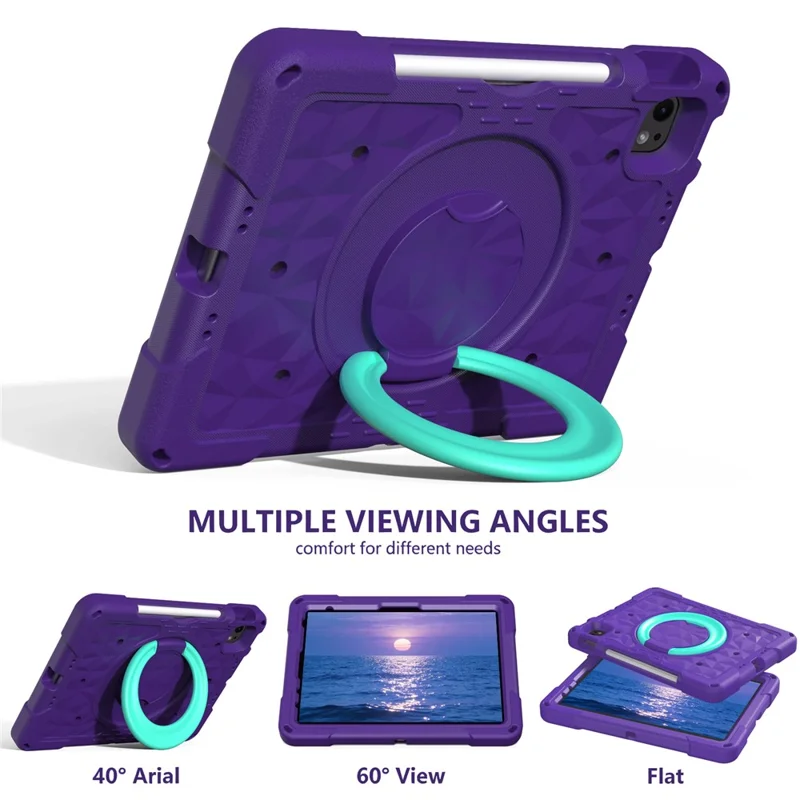 Custodia Tablet con Supporto per iPad Air 11 (2026) / (2025) / (2024) / iPad Pro 11 (2025) / (2024) / (2022) / (2021) / (2020) / (2018) / iPad Air (2022) / (2020) / iPad (2025) / iPad 10,9 (2022) Cover PC + EVA con Tracolla - Viola / Verde Mentha