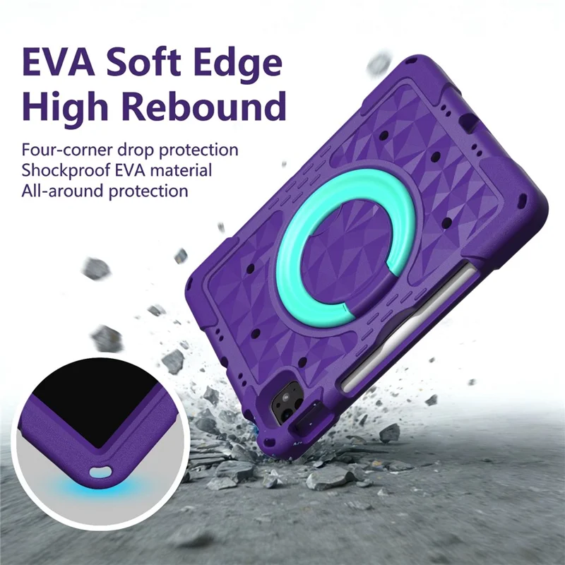 Custodia Tablet con Supporto per iPad Air 11 (2026) / (2025) / (2024) / iPad Pro 11 (2025) / (2024) / (2022) / (2021) / (2020) / (2018) / iPad Air (2022) / (2020) / iPad (2025) / iPad 10,9 (2022) Cover PC + EVA con Tracolla - Viola / Verde Mentha
