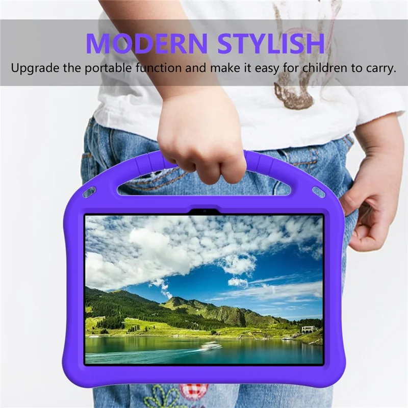 For TCL Tab 10L Gen 4  /  10L Gen3  /  10L Gen2 Case EVA Tablet Cover with Handle Kickstand Children Friendly - Purple