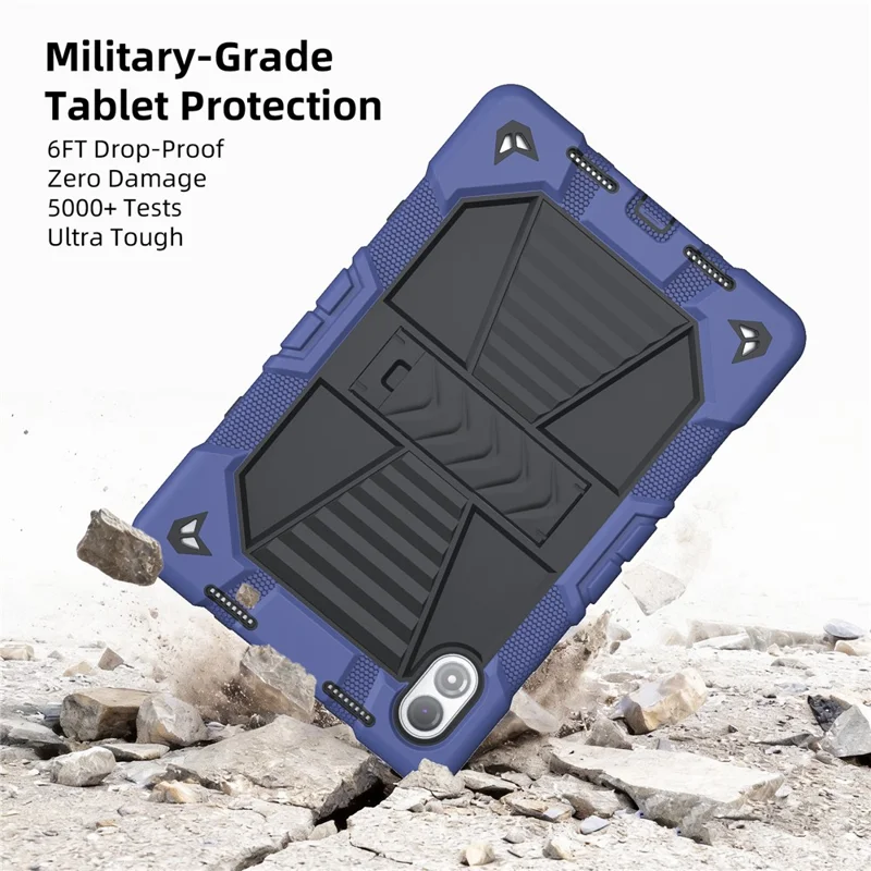 For Xiaomi Redmi Pad 2 Pro Tablet Case with Kickstand PC + Silicone Shockproof Protective Cover - Navy Blue+Black
