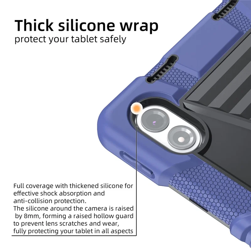 For Xiaomi Redmi Pad 2 Pro Tablet Case with Kickstand PC + Silicone Shockproof Protective Cover - Navy Blue+Black