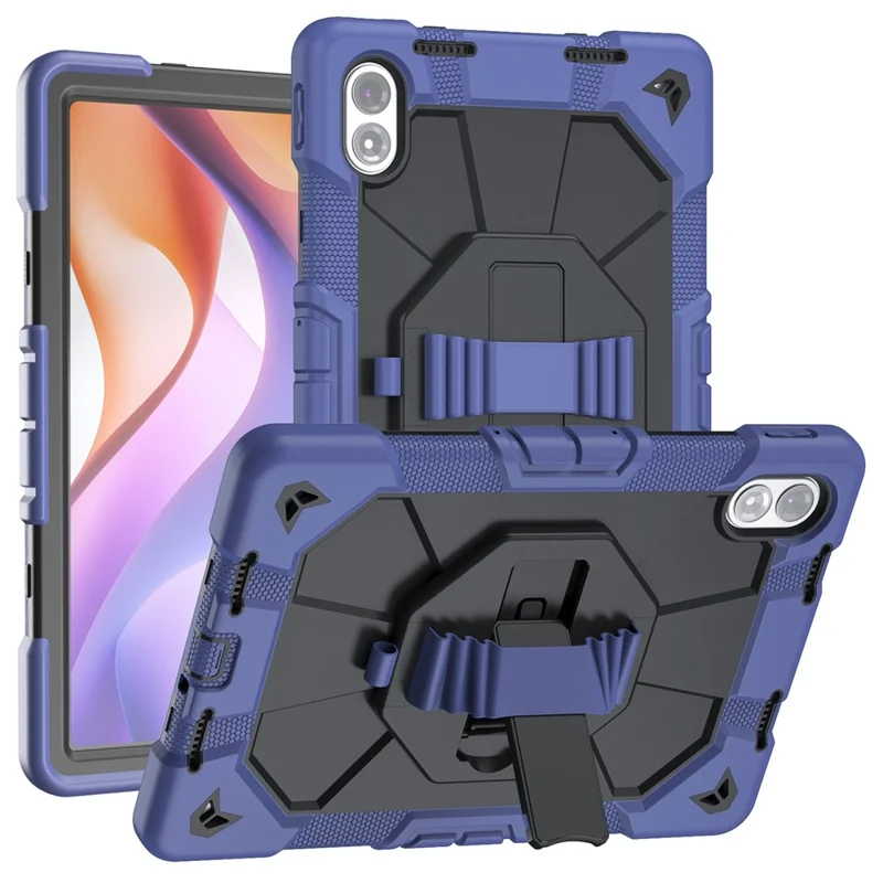 For Xiaomi Redmi Pad 2 Pro Case with Kickstand Wrist Strap PC + Silicone Tablet Cover - Navy Blue+Black