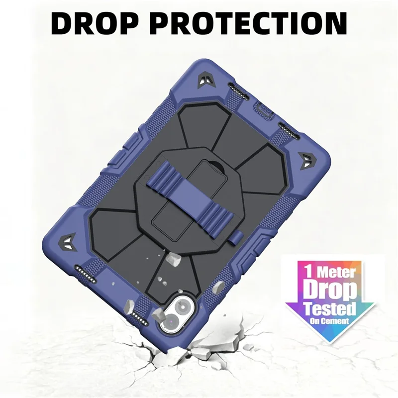 For Xiaomi Redmi Pad 2 Pro Case with Kickstand Wrist Strap PC + Silicone Tablet Cover - Navy Blue+Black