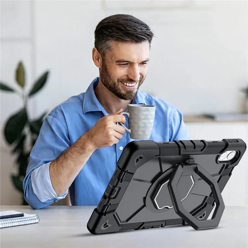 Чехол для Xiaomi Redmi Pad 2 Pro с ручкой и подставкой, чехол для планшета из поликарбоната и силикона — полностью черный