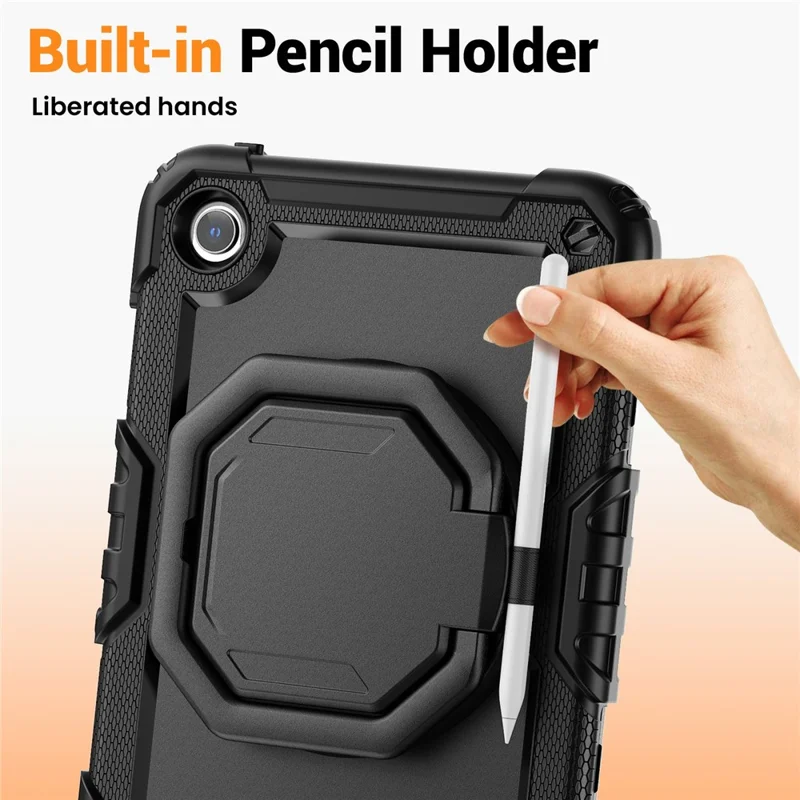 For Xiaomi Redmi Pad 2 9.7 Case Ring Kickstand PC + Silicone Shockproof Tablet Cover - Black