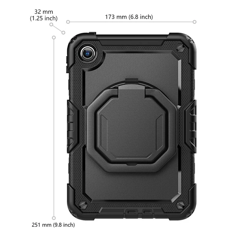 For Xiaomi Redmi Pad 2 9.7 Case Ring Kickstand PC + Silicone Shockproof Tablet Cover - Black
