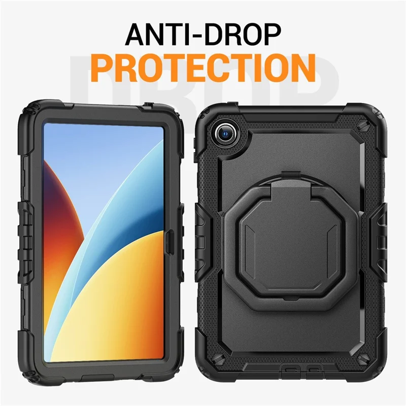 For Xiaomi Redmi Pad 2 9.7 Case Ring Kickstand PC + Silicone Shockproof Tablet Cover - Black