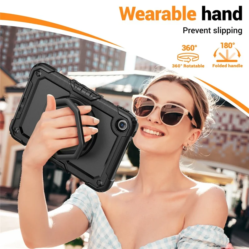 For Xiaomi Redmi Pad 2 9.7 Case Ring Kickstand PC + Silicone Shockproof Tablet Cover - Black
