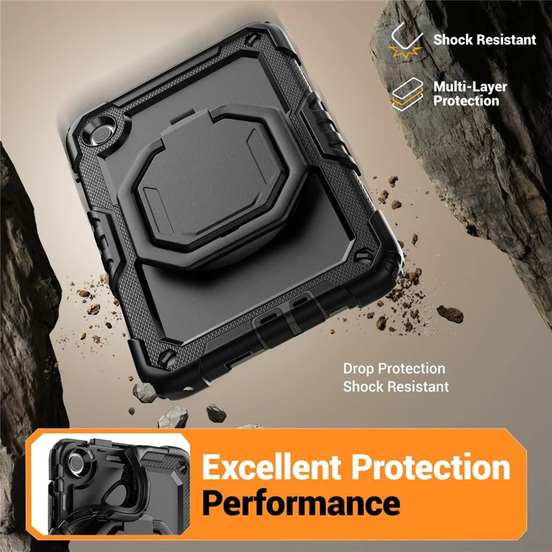 For Xiaomi Redmi Pad 2 9.7 Case Ring Kickstand PC + Silicone Shockproof Tablet Cover - Black