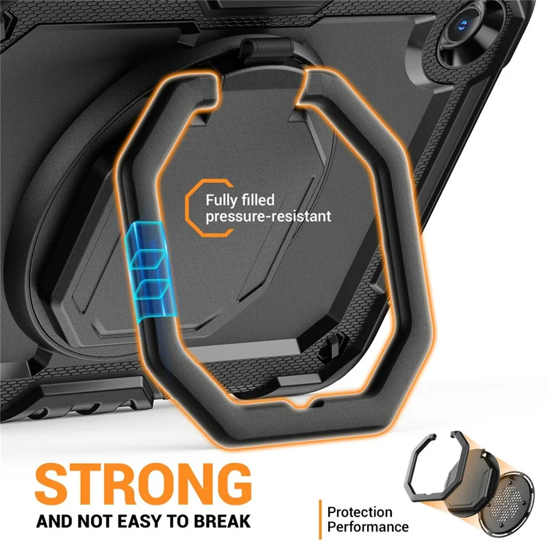 For Xiaomi Redmi Pad 2 9.7 Case Ring Kickstand PC + Silicone Shockproof Tablet Cover - Black