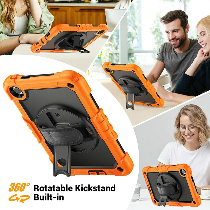 For Xiaomi Redmi Pad 2 9.7 Case Hand Strap Kickstand PC + Silicone Tablet Cover with PET Film and Shoulder Strap - Orange
