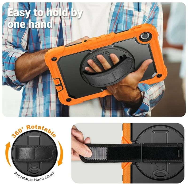 For Xiaomi Redmi Pad 2 9.7 Case Hand Strap Kickstand PC + Silicone Tablet Cover with PET Film and Shoulder Strap - Orange
