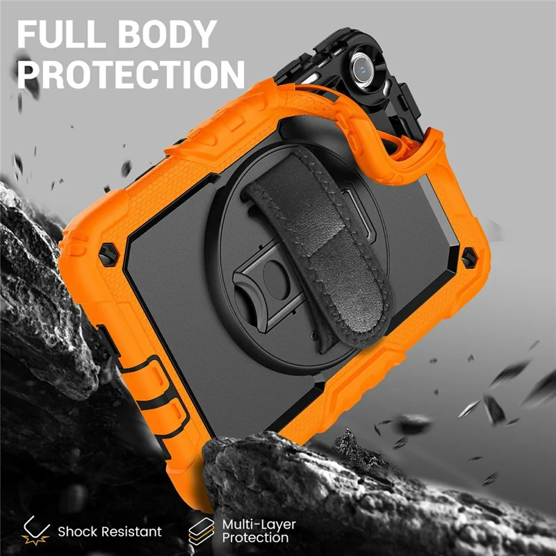 For Xiaomi Redmi Pad 2 9.7 Case Hand Strap Kickstand PC + Silicone Tablet Cover with PET Film and Shoulder Strap - Orange