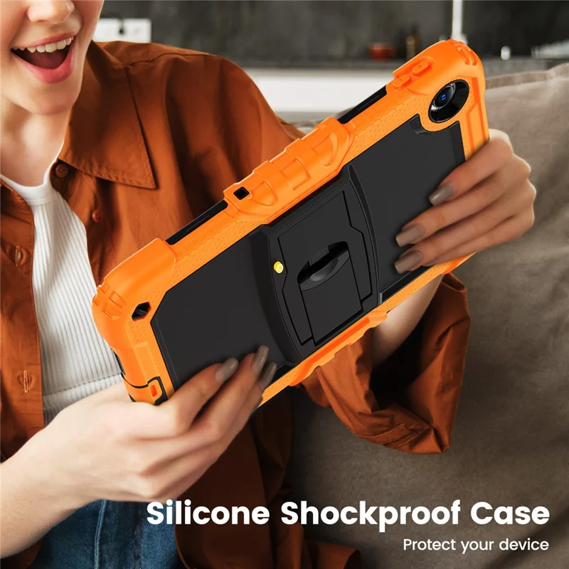 For Xiaomi Redmi Pad 2 9.7 Case with Shoulder Strap Kickstand PC + Silicone Shockproof Tablet Cover - Orange