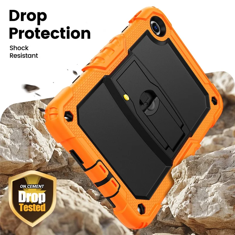 For Xiaomi Redmi Pad 2 9.7 Case with Shoulder Strap Kickstand PC + Silicone Shockproof Tablet Cover - Orange