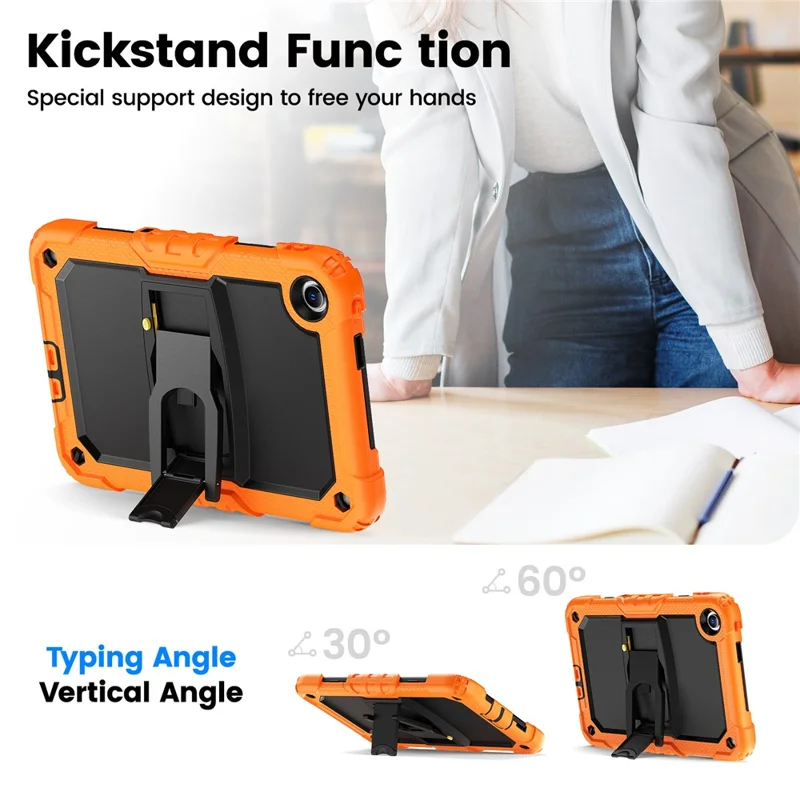 For Xiaomi Redmi Pad 2 9.7 Case with Shoulder Strap Kickstand PC + Silicone Shockproof Tablet Cover - Orange