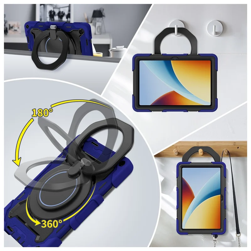 For Xiaomi Redmi Pad 2 9.7 Kickstand Case Silicone Shockproof Rugged Tablet Cover - Navy Blue