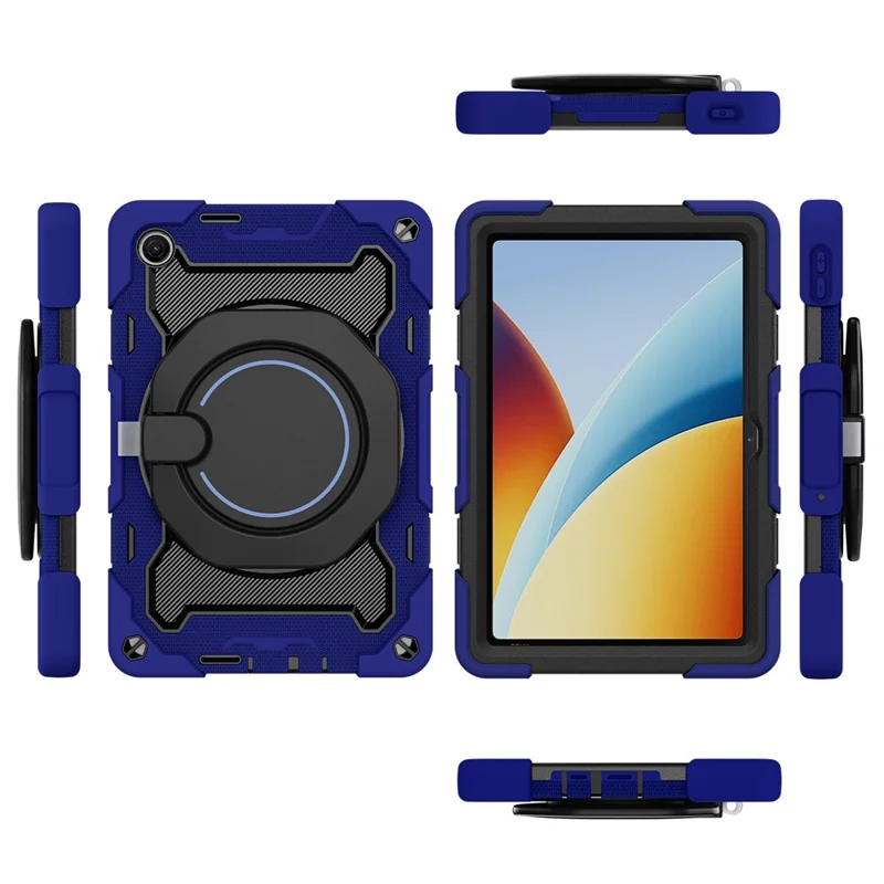 For Xiaomi Redmi Pad 2 9.7 Kickstand Case Silicone Shockproof Rugged Tablet Cover - Navy Blue