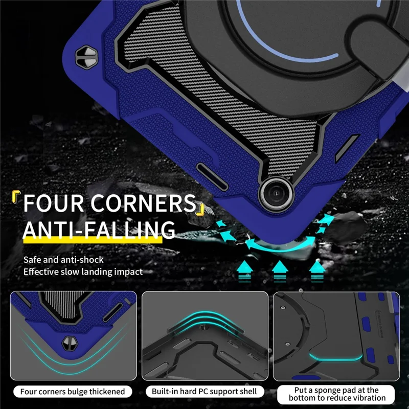 For Xiaomi Redmi Pad 2 9.7 Kickstand Case Silicone Shockproof Rugged Tablet Cover - Navy Blue