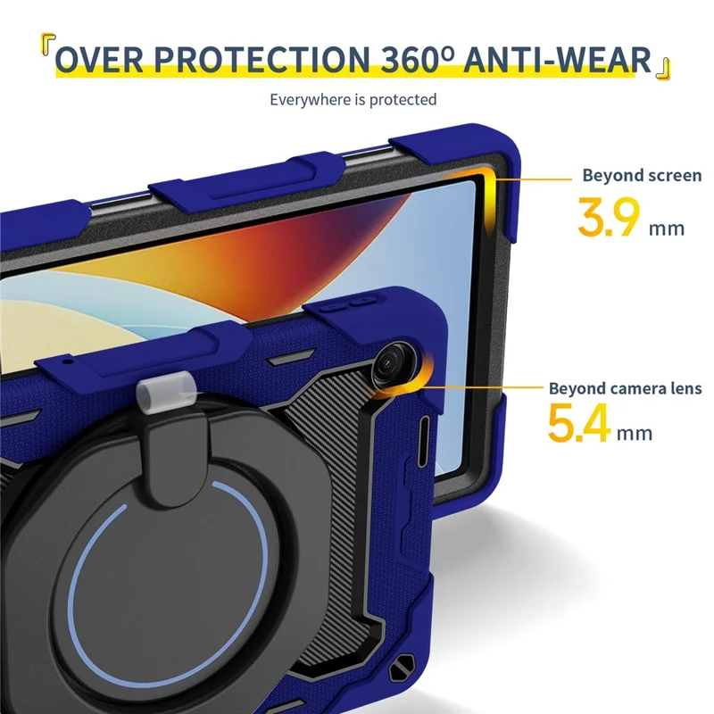 For Xiaomi Redmi Pad 2 9.7 Kickstand Case Silicone Shockproof Rugged Tablet Cover - Navy Blue