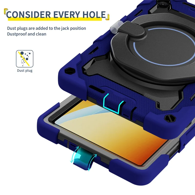 For Xiaomi Redmi Pad 2 9.7 Kickstand Case Silicone Shockproof Rugged Tablet Cover - Navy Blue