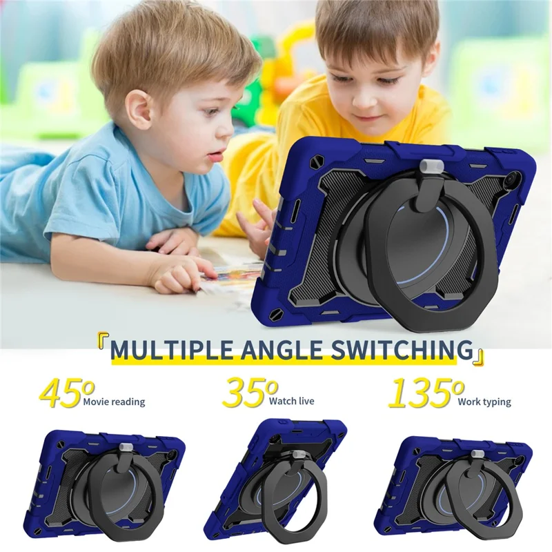 For Xiaomi Redmi Pad 2 9.7 Kickstand Case Silicone Shockproof Rugged Tablet Cover - Navy Blue
