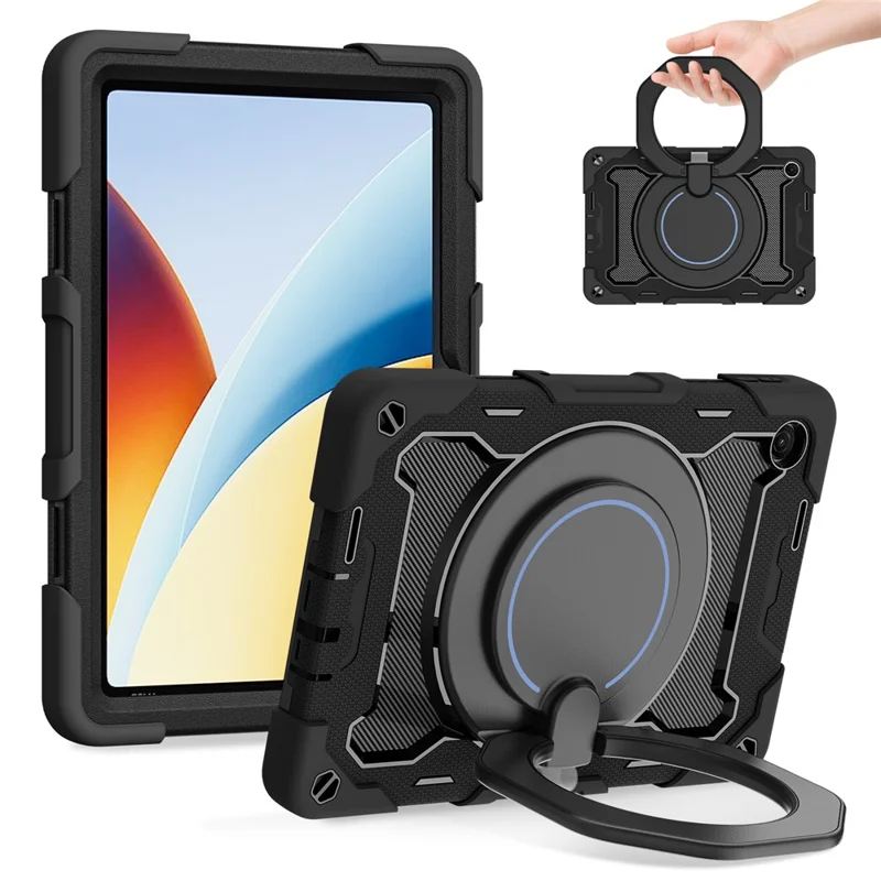 For Xiaomi Redmi Pad 2 9.7 Kickstand Case Silicone Shockproof Rugged Tablet Cover - Black