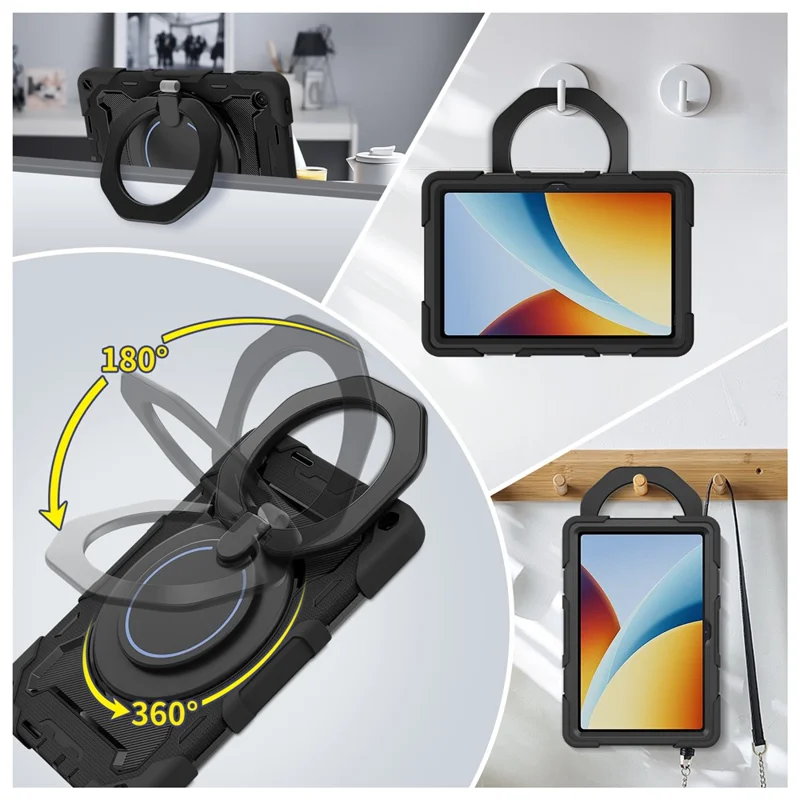 For Xiaomi Redmi Pad 2 9.7 Kickstand Case Silicone Shockproof Rugged Tablet Cover - Black