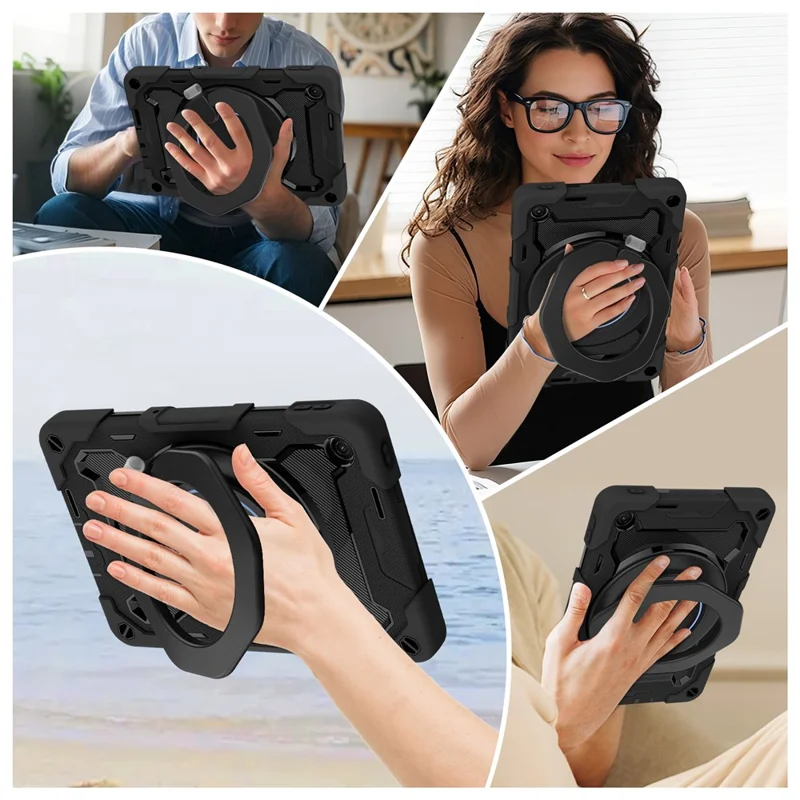 For Xiaomi Redmi Pad 2 9.7 Kickstand Case Silicone Shockproof Rugged Tablet Cover - Black