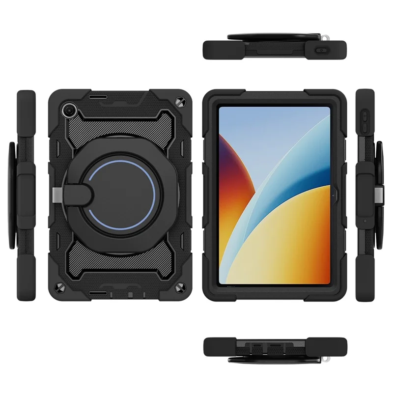 For Xiaomi Redmi Pad 2 9.7 Kickstand Case Silicone Shockproof Rugged Tablet Cover - Black