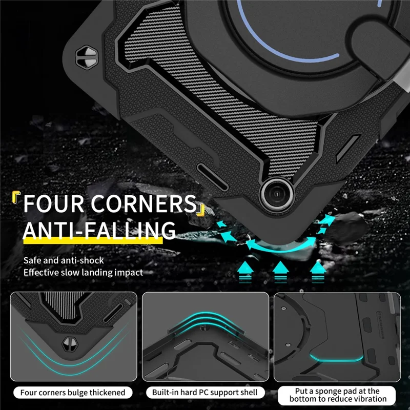 For Xiaomi Redmi Pad 2 9.7 Kickstand Case Silicone Shockproof Rugged Tablet Cover - Black