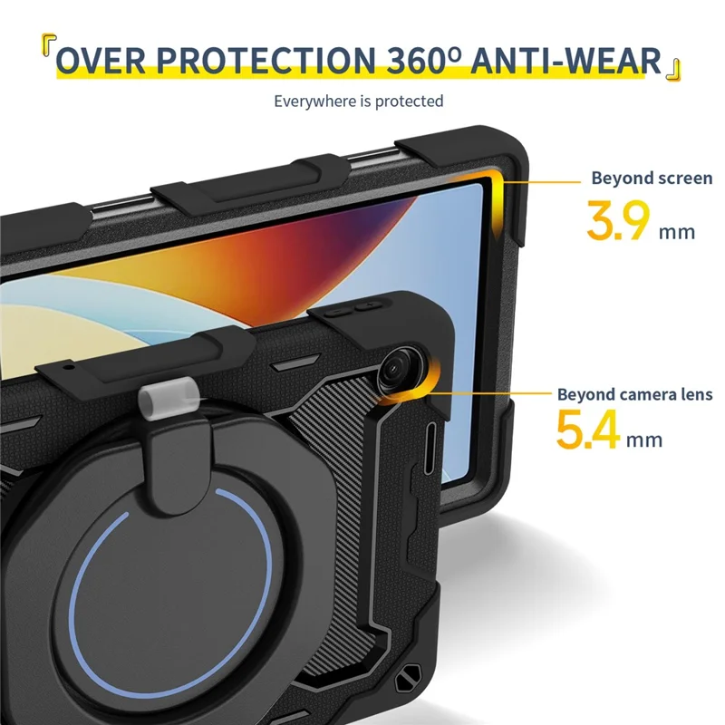 For Xiaomi Redmi Pad 2 9.7 Kickstand Case Silicone Shockproof Rugged Tablet Cover - Black