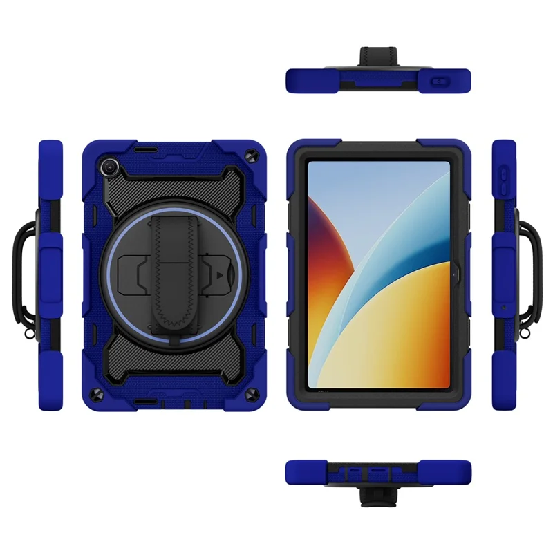 For Xiaomi Redmi Pad 2 9.7 Case Kickstand Hand Strap PC + Silicone Tablet Cover - Navy Blue