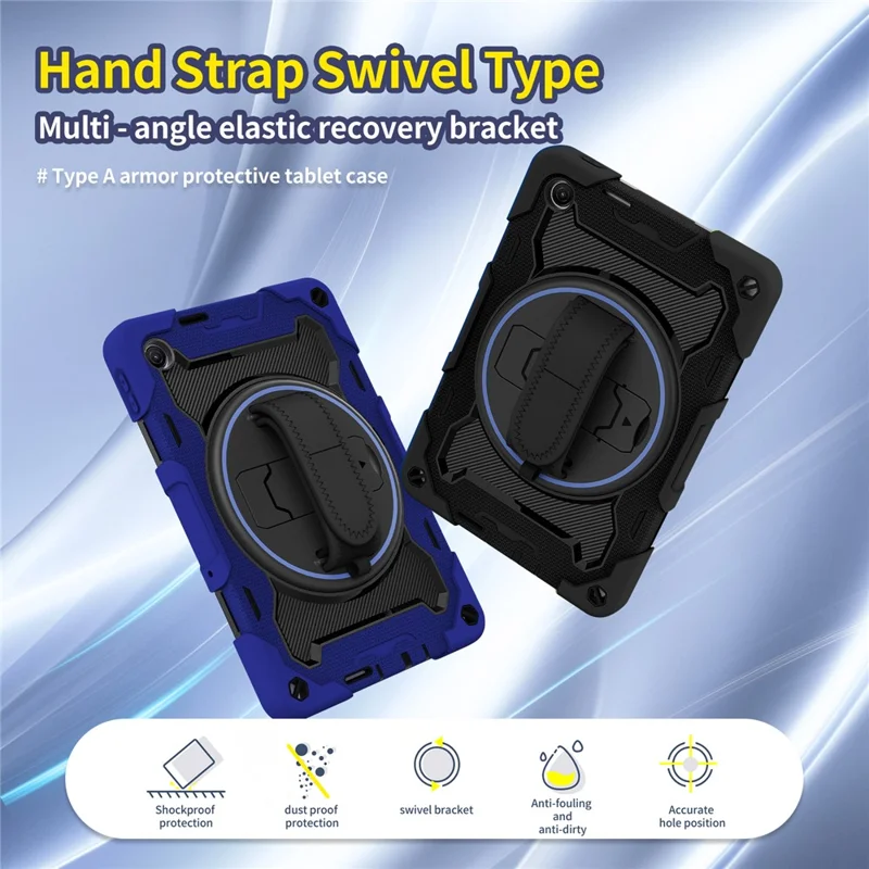 For Xiaomi Redmi Pad 2 9.7 Case Kickstand Hand Strap PC + Silicone Tablet Cover - Navy Blue