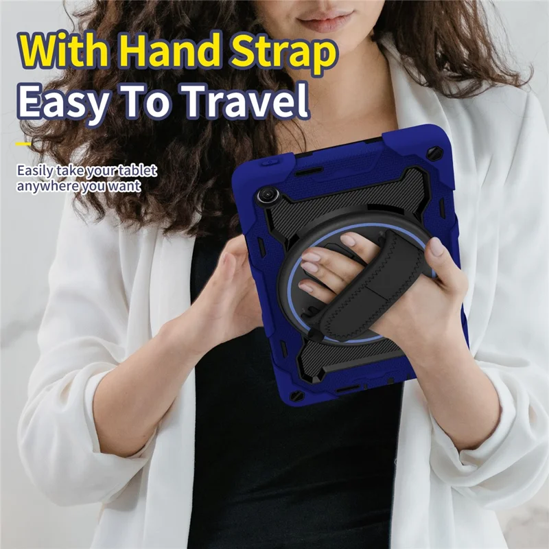For Xiaomi Redmi Pad 2 9.7 Case Kickstand Hand Strap PC + Silicone Tablet Cover - Navy Blue