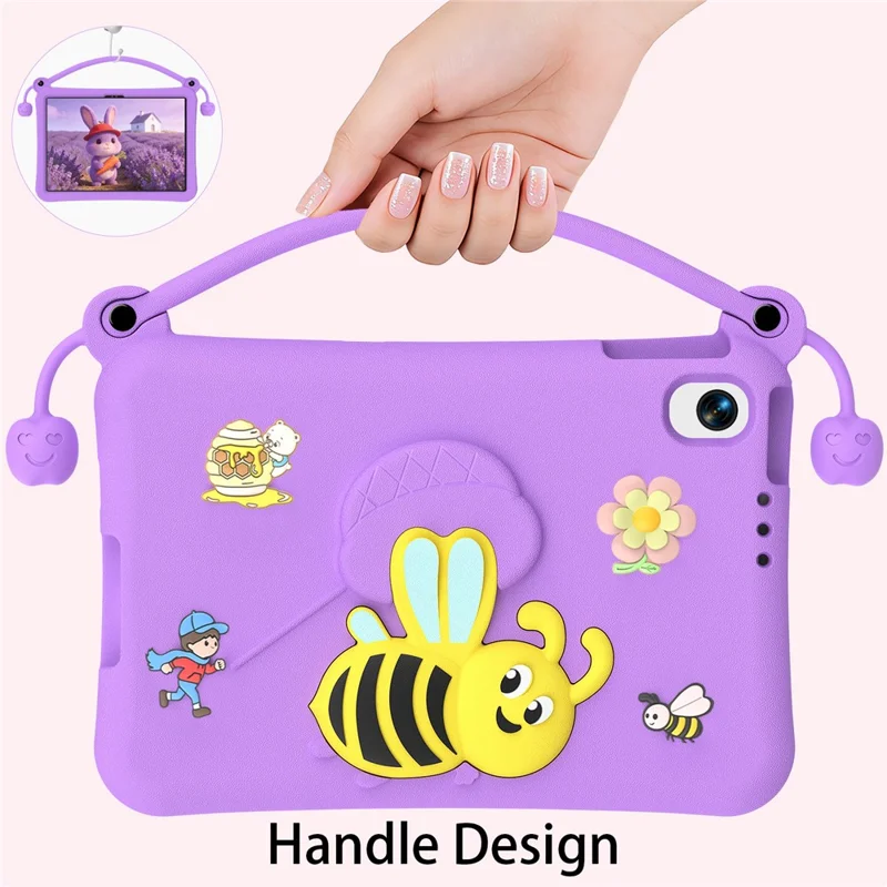 EVA Case For Xiaomi Redmi Pad 2 SE / Redmi Pad 2 9.7 Bee Style Kickstand Tablet Cover with Carry Handle - Purple