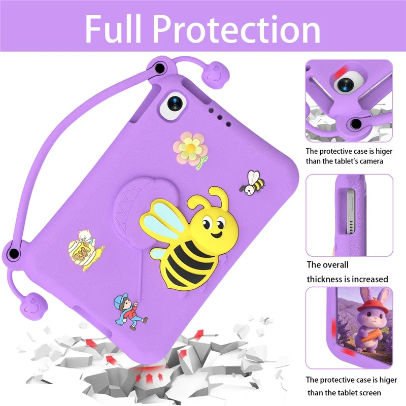 EVA Case For Xiaomi Redmi Pad 2 SE / Redmi Pad 2 9.7 Bee Style Kickstand Tablet Cover with Carry Handle - Purple