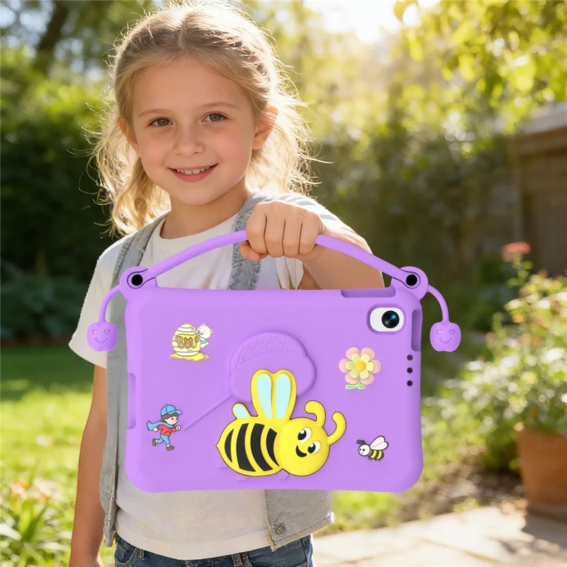 EVA Case For Xiaomi Redmi Pad 2 SE / Redmi Pad 2 9.7 Bee Style Kickstand Tablet Cover with Carry Handle - Purple