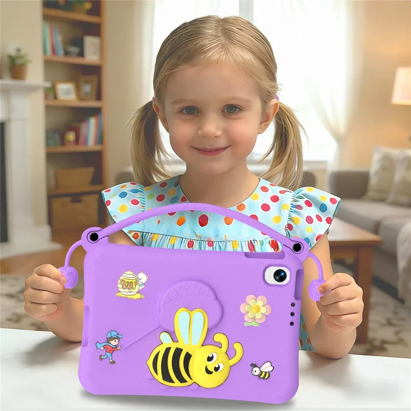 EVA Case For Xiaomi Redmi Pad 2 SE / Redmi Pad 2 9.7 Bee Style Kickstand Tablet Cover with Carry Handle - Purple