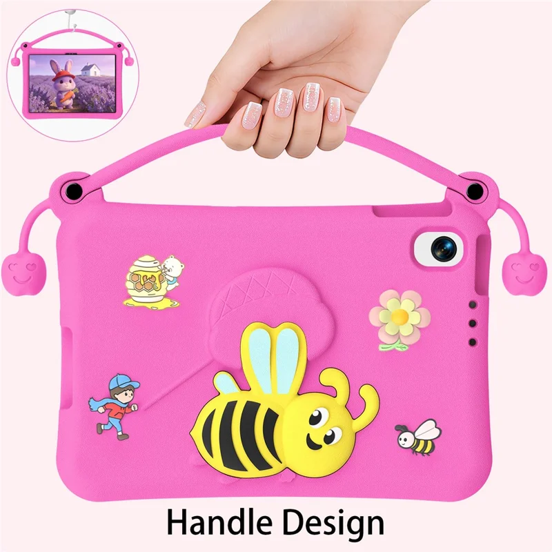 EVA Case For Xiaomi Redmi Pad 2 SE / Redmi Pad 2 9.7 Bee Style Kickstand Tablet Cover with Carry Handle - Rose