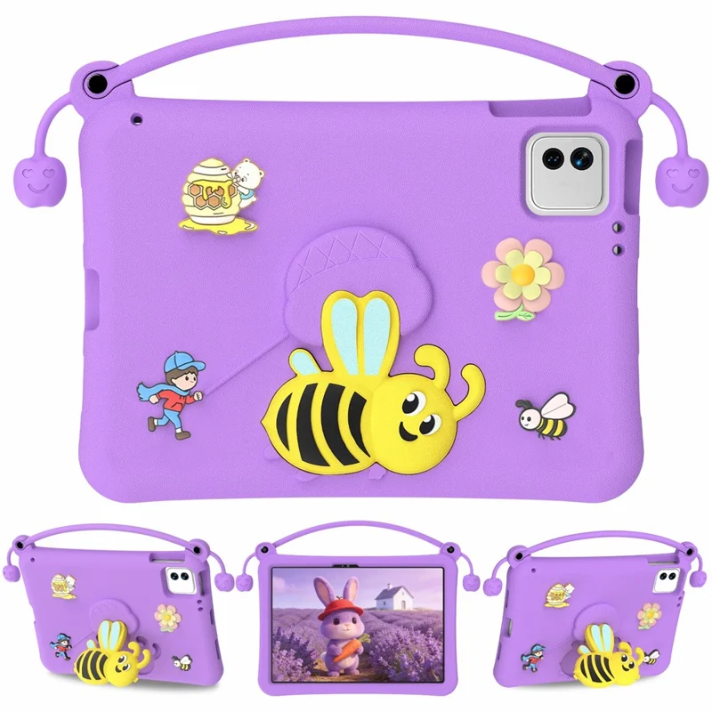 EVA Case For Xiaomi Pad 7  /  Pad 7 Pro  /  Pad 8  /  Pad 8 Pro  /  Poco Pad X1 Bee Style Kickstand Tablet Cover with Carry Handle - Purple